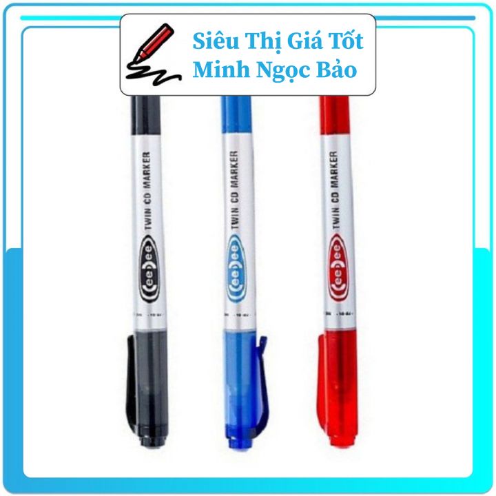 Bút Dạ Kính Lông Dầu 2 Đầu Màu Xanh, Đen, Đỏ Viết CD