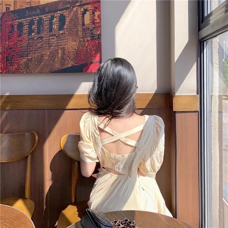 Váy Xoè Tiểu Thư Lưng Đan Dây Chéo Quyến Rũ VX08