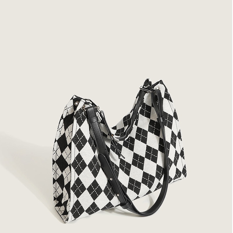 Túi tote IELGY vải canvas cỡ lớn họa tiết kẻ sọc thời trang cho nữ