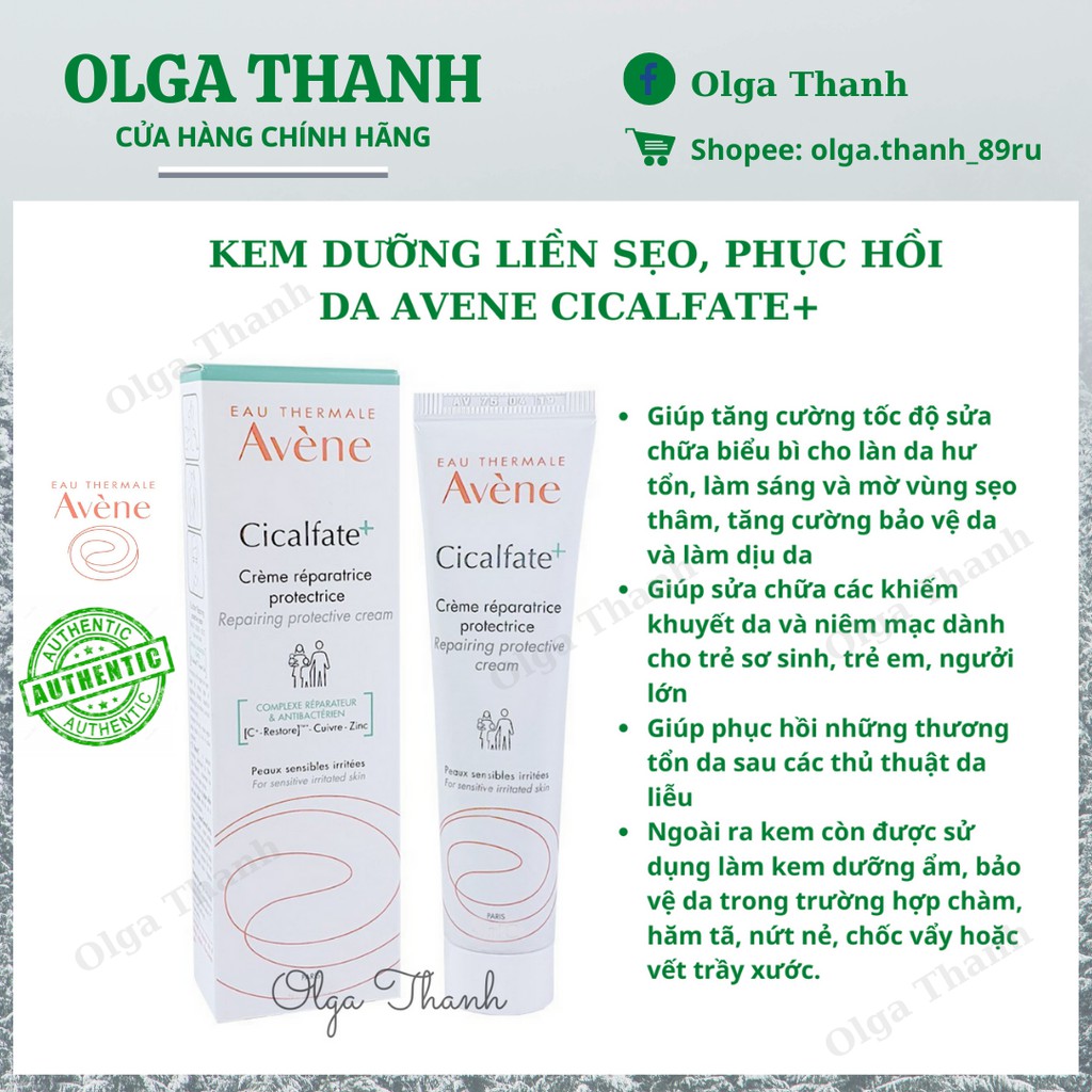 {Bill, Clip SP }Kem dưỡng liền sẹo, phục hồi da Avene Cicalfate+ Repairing Protective Cream