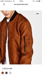 Áo khoác bomber da lộn Bershka siêu chất
