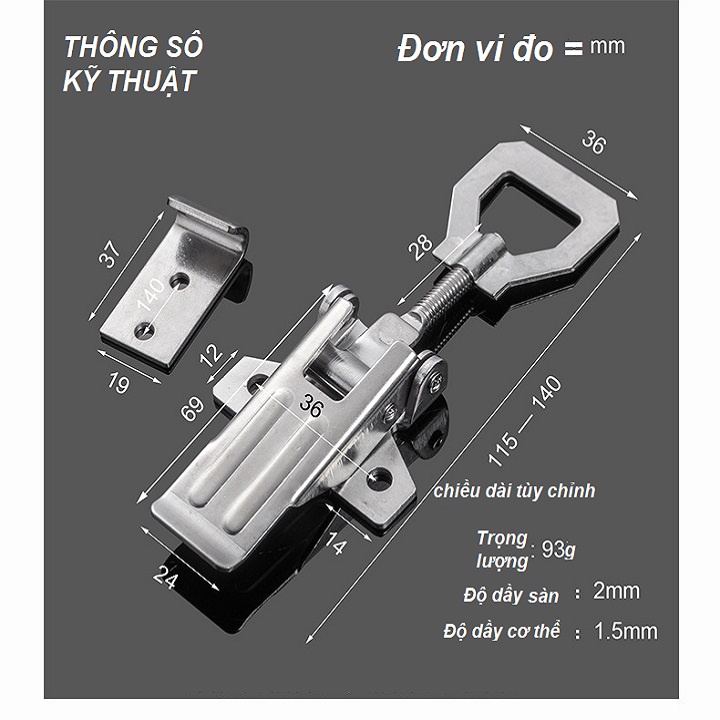 KHÓA GÀI tay kéo nhanh có trục xoay thay đổi chiều dài – 802