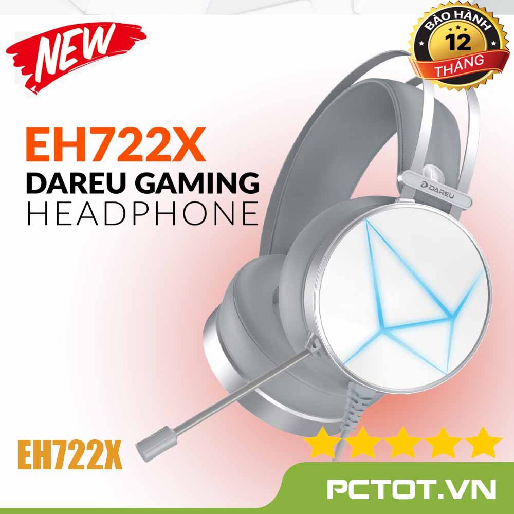 Tai nghe gaming DAREU EH722X ARTIC White - Tăng khả năng khử ồn ( EH722X trắng/EH722X White)