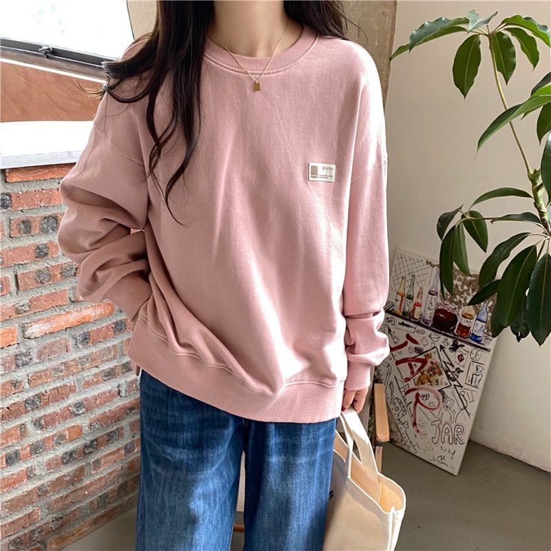 Áo Sweater Tay Dài Cổ Tròn Dáng Rộng Màu Trơn Thời Trang Hàn Quốc | BigBuy360 - bigbuy360.vn
