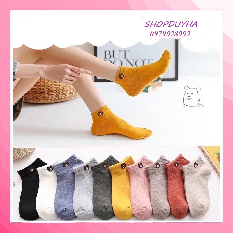 Tất gấu kute,Tất nữ cổ ngắn , vớ gấu trơn hàng đẹp loại 1 nhiều màu , không xù , thấm hút mồ hôi.