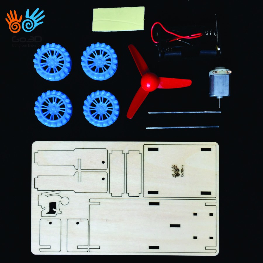 Đồ chơi gỗ - Máy kéo sức gió tự lắp ghép Đồ chơi STEM