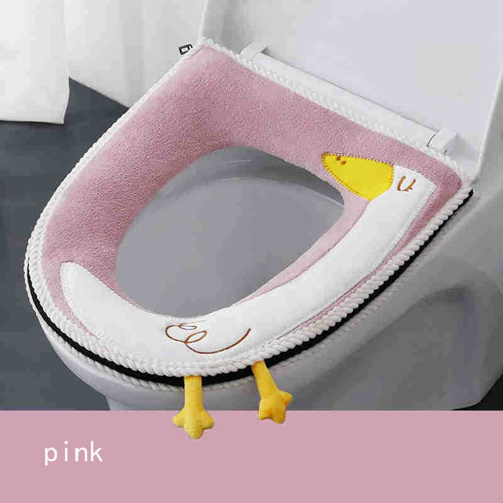 Miếng Dán Bồn Cầu Bằng Nhung Mềm Có Khóa Kéo Chống Nước Dễ Vệ Sinh Giữ Ấm Mùa Đông