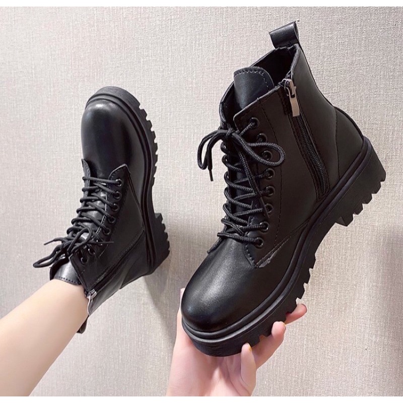 [MÃ CHAOC2022 giảm 5k] Bốt kéo khóa đen trơn da mềm ulzzang (hàng đẹp) - Hình thật ở cuối | BigBuy360 - bigbuy360.vn