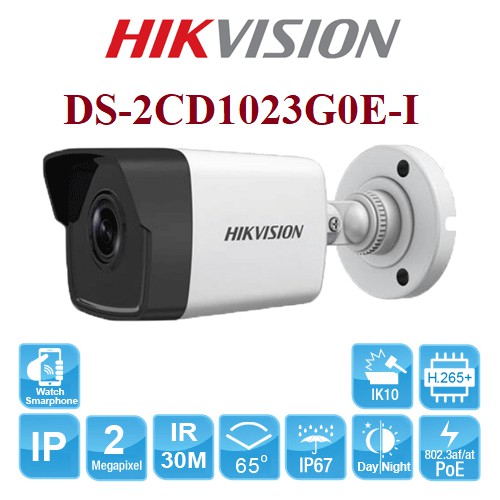Camera IP HD Hồng ngoại 2MP Hikvision DS-2CD1023G0E-I - Hàng chính hãng