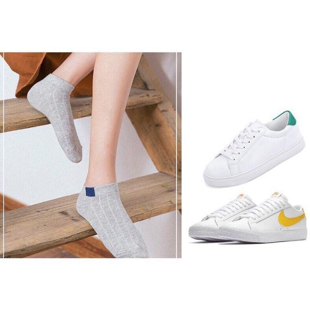 Set 10 Đôi Tất Gân Vintage Cổ Ngắn Kháng Khuẩn (Nhiều Màu)-