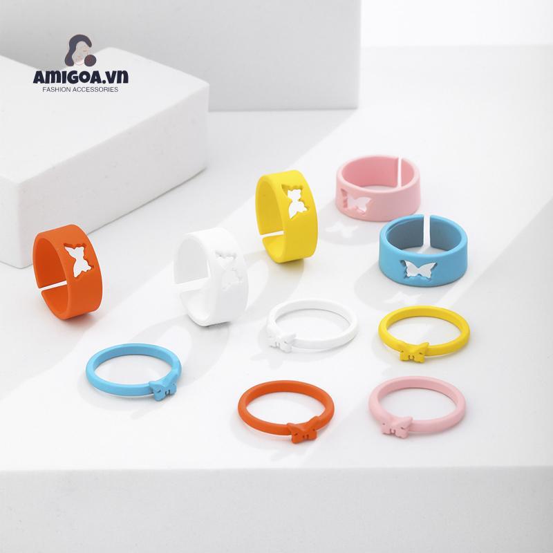 Set 2 Nhẫn Hở Mạ Điện Hình Bướm Dành Cho Cặp Đôi