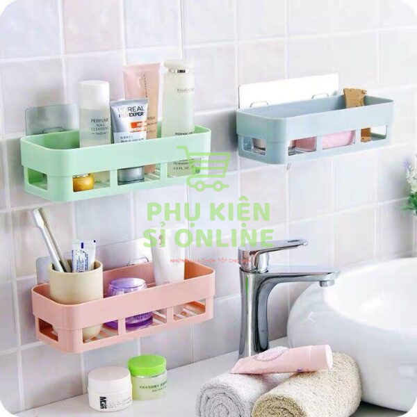 Kệ nhựa hình chữ nhật dán tường không cần khoan lỗ, chịu lực tốt (26 x 10) Store4girls