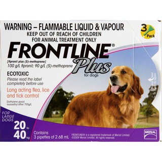 Frontline Plus cho chó 20-40kg - thuốc trị ve rận nhỏ gáy cho chó 20-40kg
