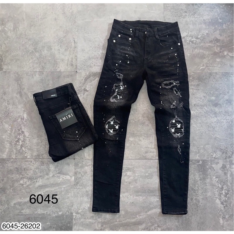 [ Có Video ]Quần Jeans Nam Amiri Khoá Túi Siêu Chất - Quần Jeans Nam Amiri Vá Hình Siêu Đẹp