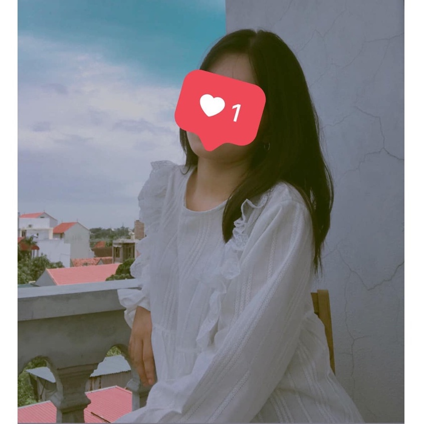 [Ảnh thật trải sàn] Áo babydoll trắng cổ ren tay bèo tiểu thư Ulzzang