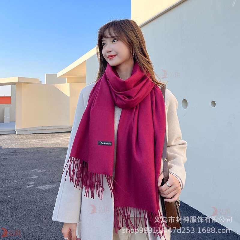 Khăn quàng cổ Nữ chất liệu len dạ hàn quốc CASHMERE ĐỎ ĐÔ-CMDD Khăn lụa ThyThy, quàng cổ cao cấp,