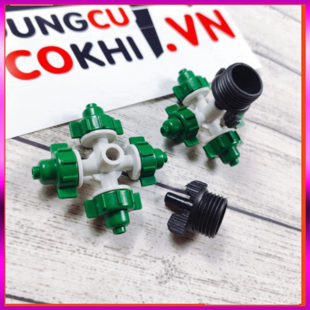 10 Béc phun sương 4 tia, kèm ren 21mm dùng tưới cây, tưới lan