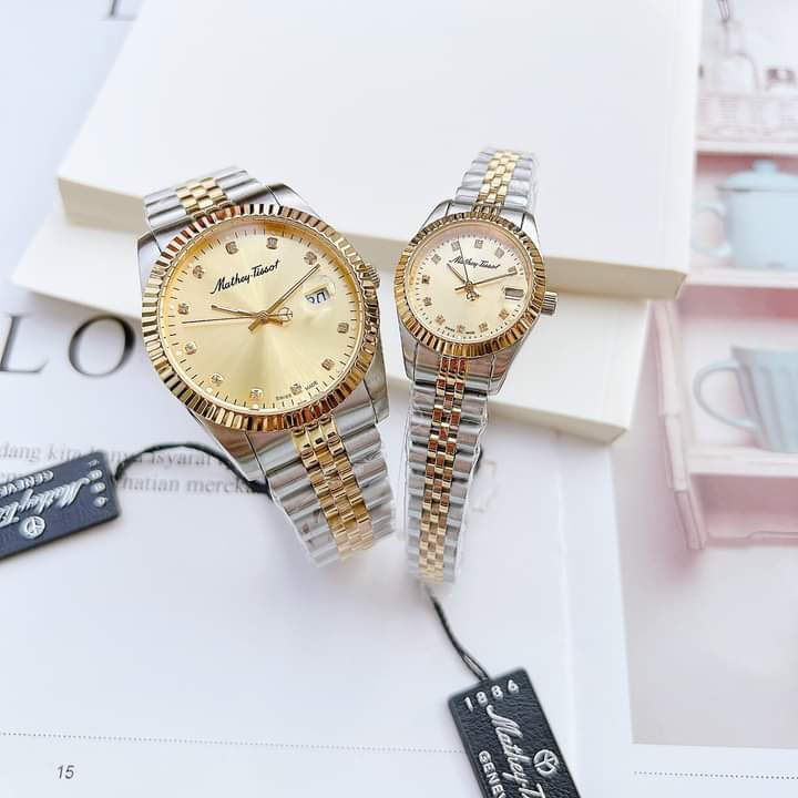 Đồng hồ đôi nam nữ dây thép Mathey Tissot H710BDI Và D710BDI