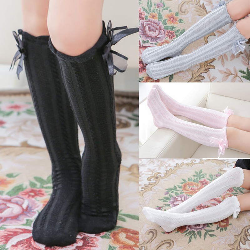 Vớ Cotton Cao Đến Đầu Gối Mềm Mại Đính Nơ Dễ Thương Dành Cho Bé
