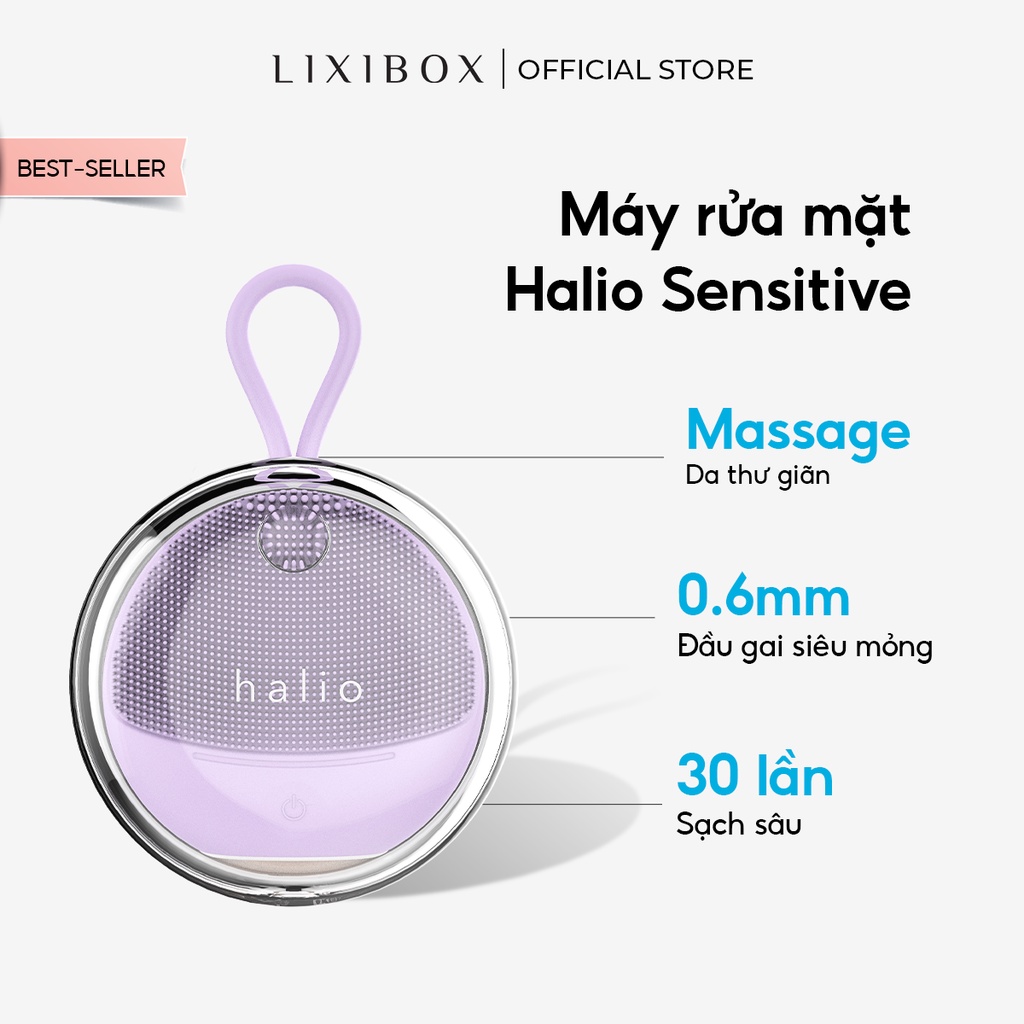 Máy rửa mặt dành cho da nhạy cảm Halio Sensitive Facial Purple