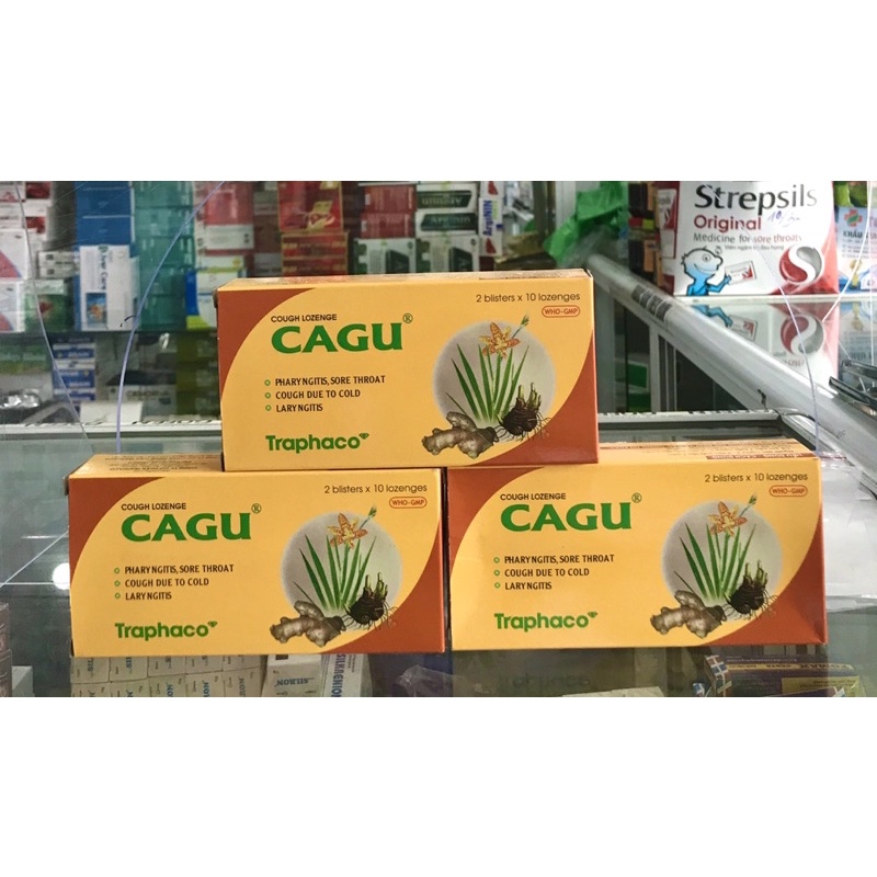 VIÊN NGẬM CAGU TRAPHACO ( hộp 2 vỉ * 10 viên) - HỖ TRỢ GIẢM HO, LONG ĐỜM, RÁT HỌNG