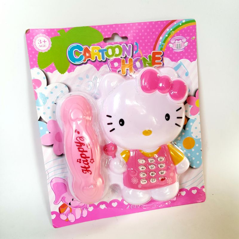 Đồ chơi điện thoại mèo Hello Kitty cỡ lớn, nhạc đèn (kèm 2 pin 2A) 1059