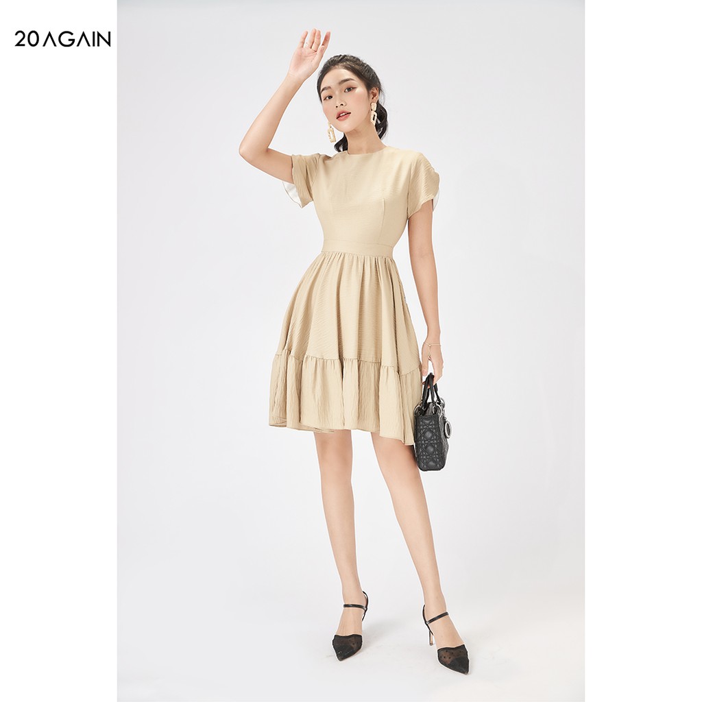 Váy xòe tay nụ hồng 20AGAIN, đầm nhún bèo dịu dàng thanh lịch DEA1851 | BigBuy360 - bigbuy360.vn