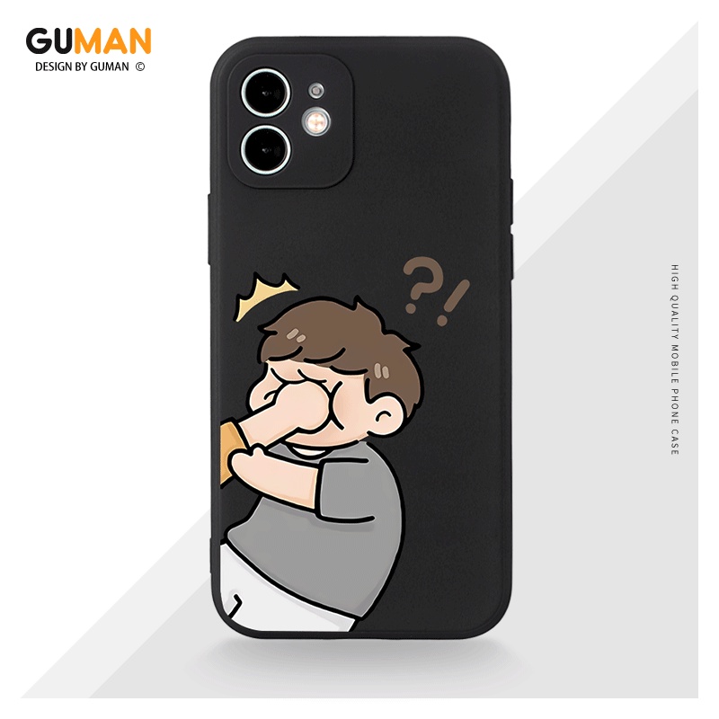 Ốp lưng GUMAN silicon mềm chống sốc viền vuông độc lạ nam nữ đen hoạt hình cặp đôi dễ thương đẹp cho iPhone 14 13 12 11 Pro Max SE 2020 X XR XS 8 7 ip 6S 6 Plus kute XYM722