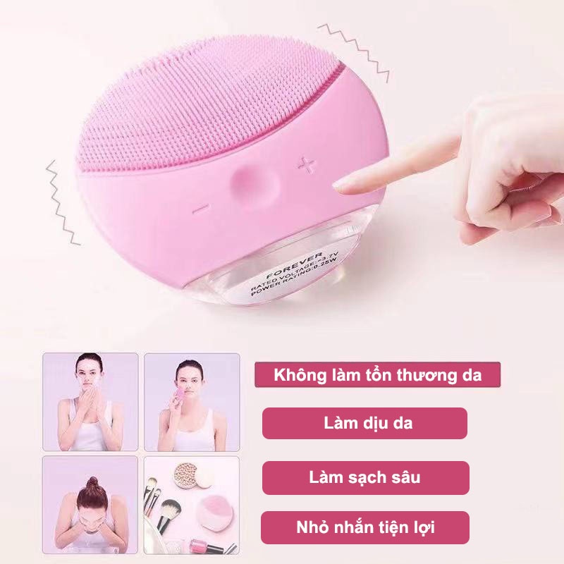 Máy Rửa Mặt Forever Luna Mini 2 - Massage Da Mặt Sóng Siêu Âm 8 Cấp Dộ, Có Thể Sạc