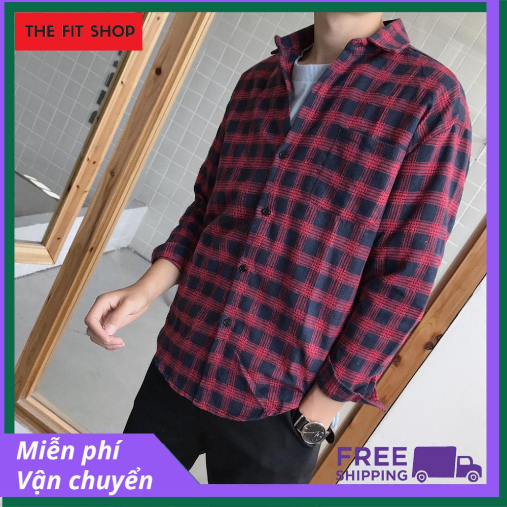 Áo Sơ Mi Caro Hàn Quốc màu đỏ Nam Nữ ASM3018B