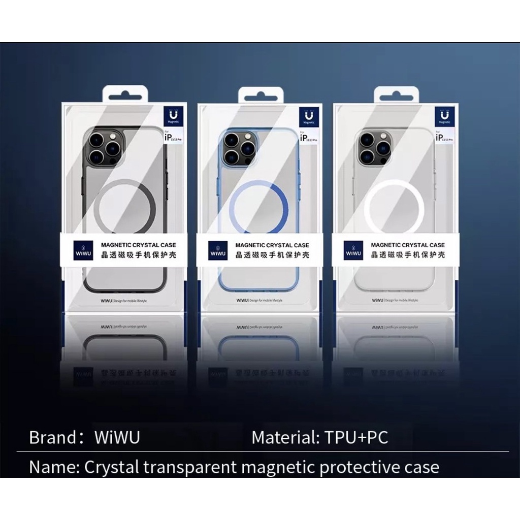 Ốp Wiwu Magentic Crystal Case cho Iphone trong viền màu, chống ố vàng , chống sốc tốt - Hàng chính hãng