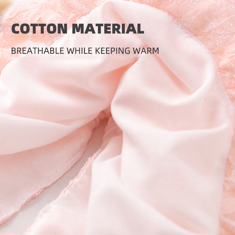 Mũ bé gái bằng vải cotton phối ren bèo mềm mại dễ thương