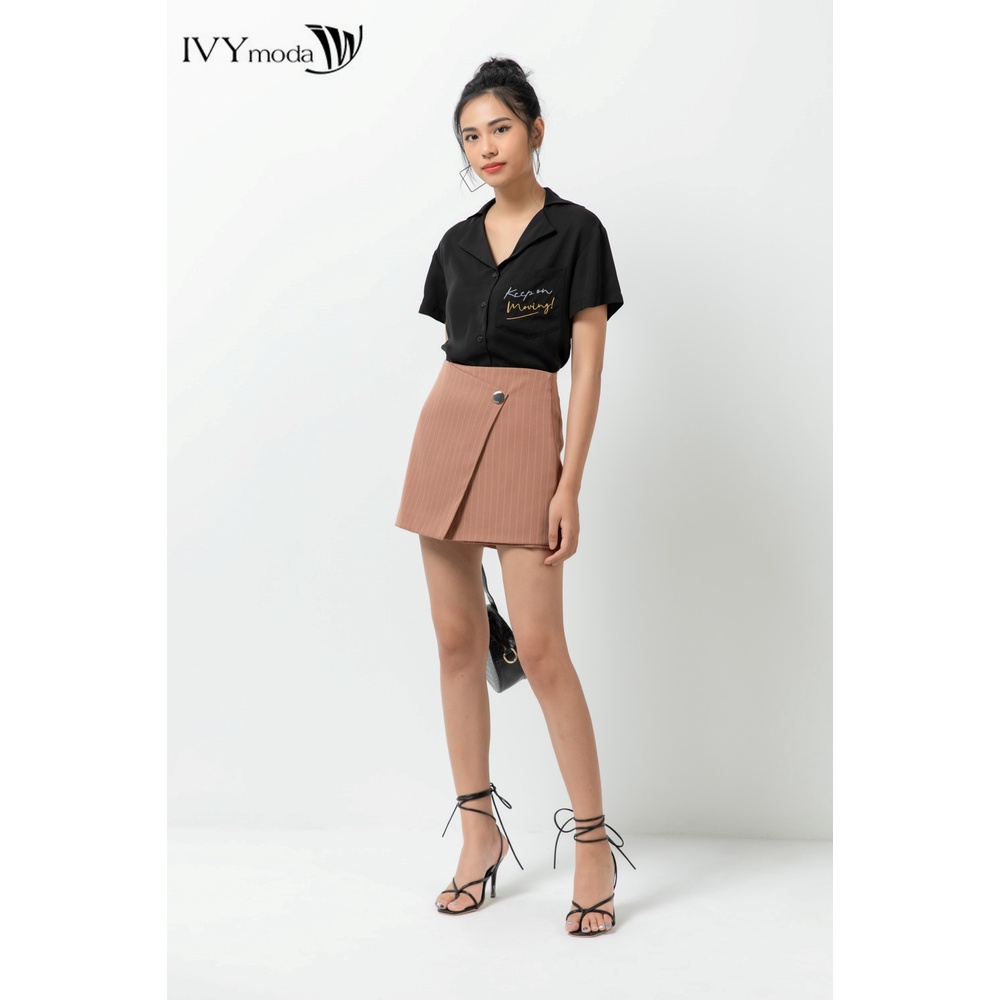 Áo sơ mi nữ thêu chữ IVY moda MS 16M6696