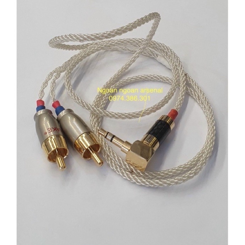 Dây 3.5 ra 2 AV (RCA) mạ bạc. Hàng thiết kế theo yêu cầu. Báo giá 1 sợi như ảnh