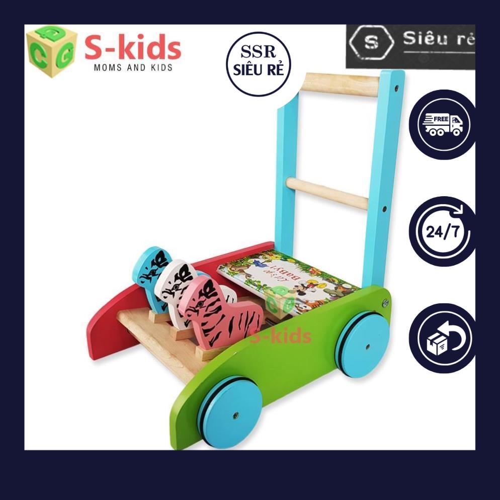 Đồ Chơi Trẻ Em S-Kids, Xe Tập Đi Gỗ Cho Bé Có Vòng Cao Su Chống Trượt. (PD89115)