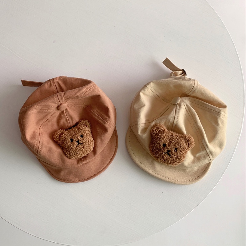 Mũ Lưỡi Trai Cotton Mềm In Hình Gấu Hoạt Hình Phong Cách Hàn Quốc Đi Biển Mùa Hè Cho Bé Trai Bé Gái