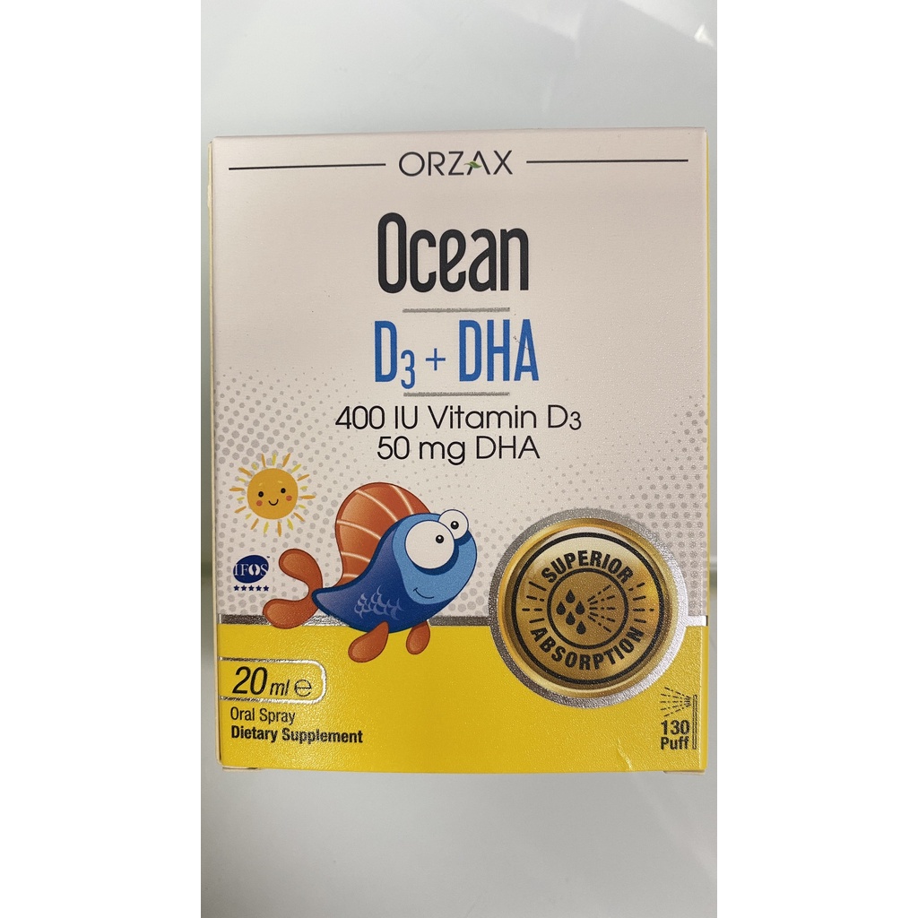 Ocean D3 + DHA  Bổ Sung Vitamin D3 Giúp Hấp Thụ Canxi,DHA Giúp Bé Thông Minh,Nhanh Nhẹn