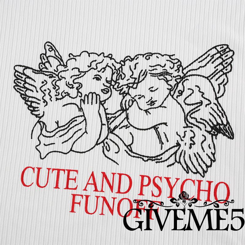 Áo Croptop Tay Ngắn Hoạ Tiết Hoạt Hình In Thiết Kế Hợp Thời Trang