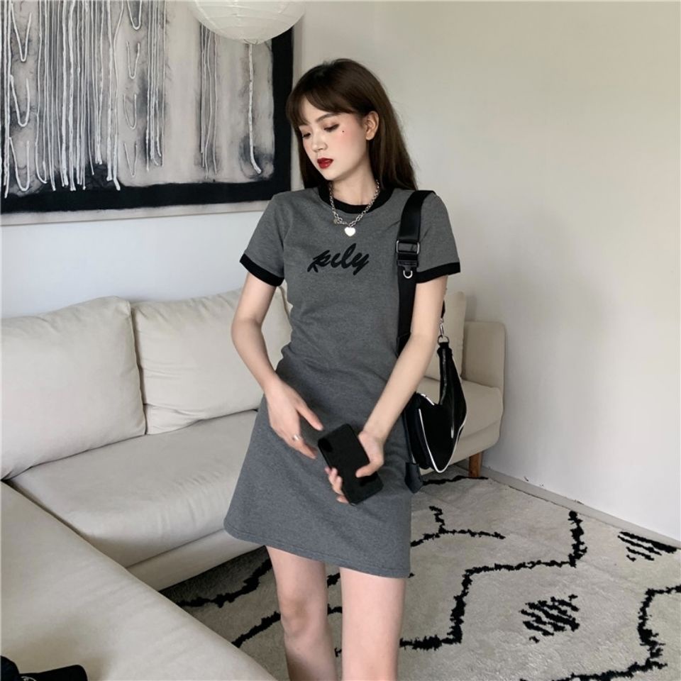 COZOK Đầm Ngắn Tay Dáng Ôm Thiết Kế Đơn Giản Thời Trang Hàn Quốc