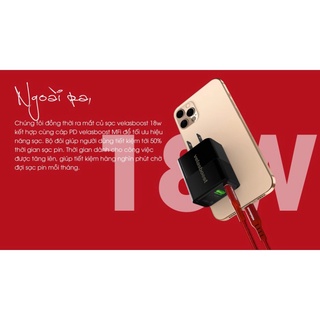 Cáp Velasboost TypeC ra (MFi) và sạc 20W PD (Made by Việt Nam)