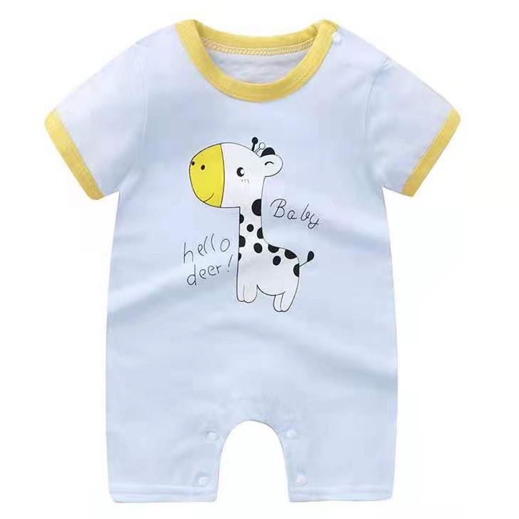 Luckycandy Bộ Áo Liền Quần Bằng Cotton Tay Ngắn Thoải Mái Cho Bé Sơ Sinh