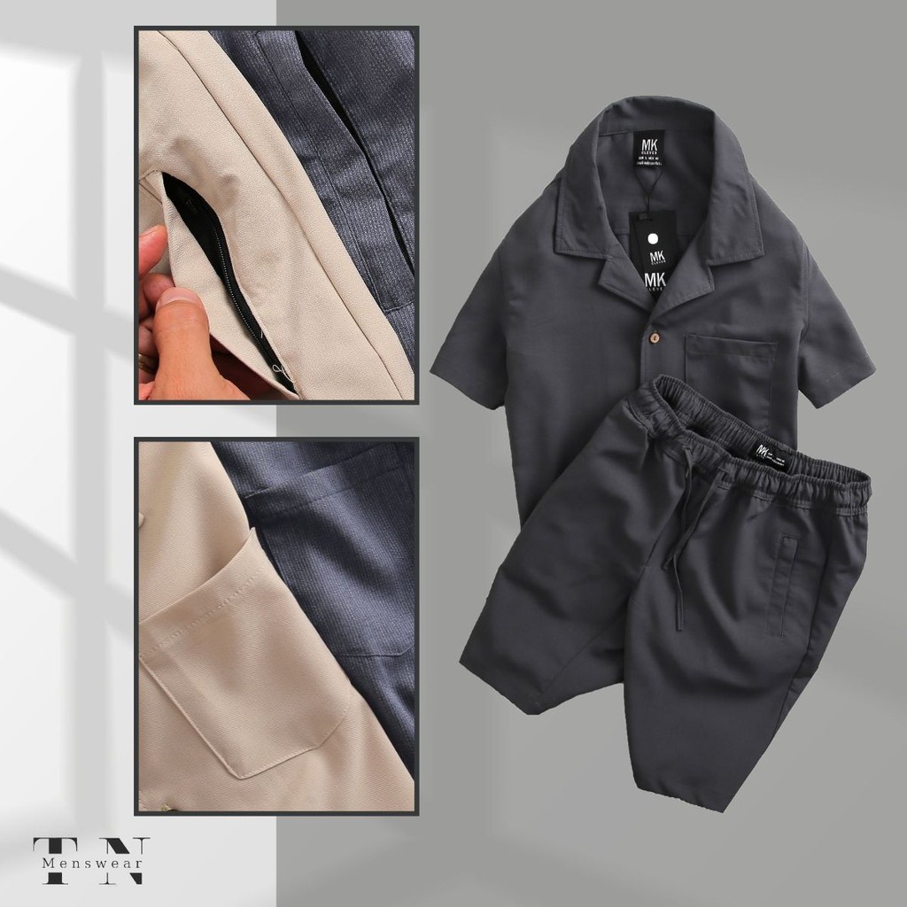 Bộ Đũi Thái Nam Chất Vải Lụa Cotton Cao Cấp - Bộ thể thao mùa hè cho nam B01