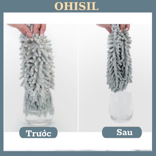 Chổi phủi bụi cán inox rút gọn cao cấp OHISIL Chổi Quét bụi sợi bông san hô