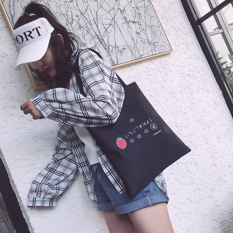 Túi Tote Túi vải Canvas Nhiều Hoạ Tiết Có Khoá Đựng Vừa A4 2 Lớp Dày Dặn