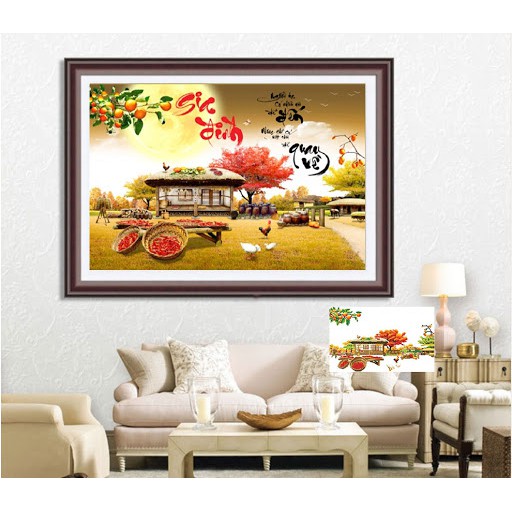 Tranh Đính Đá PHONG CẢNH GIA ĐÌNH HẠNH PHÚC (ĐÁ ABC CAO CẤP). Kích Thước: 75cm x 50cm