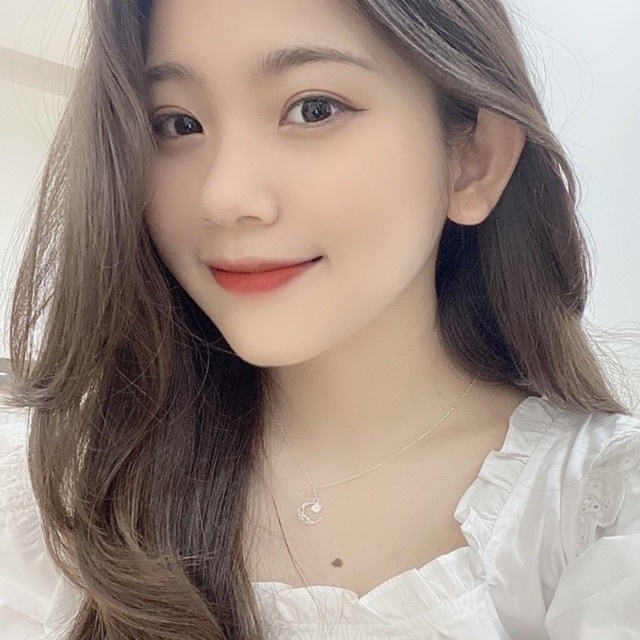 Dây chuyền THJ nữ mặt trăng đính đá nhân tạo chuẩn bạc ta -THU HUONG SILVER