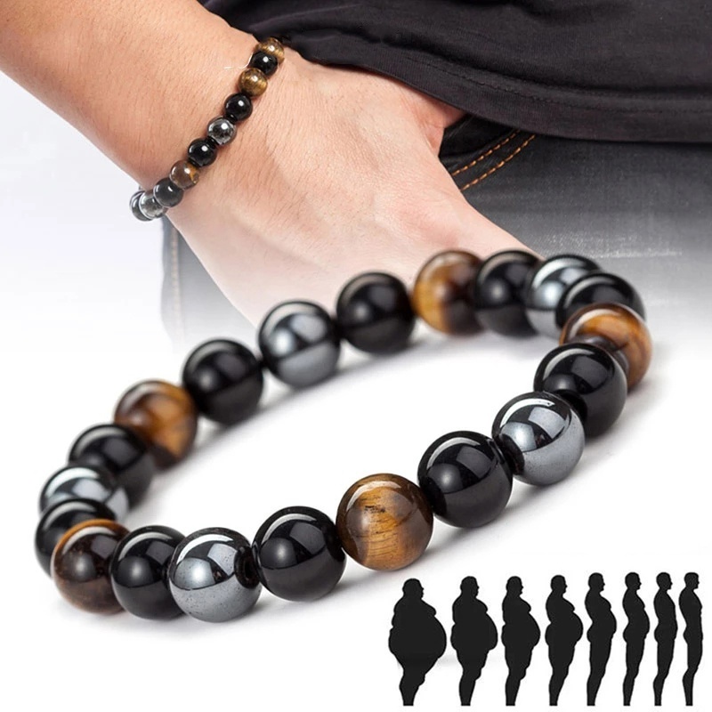 Vòng Tay Chuỗi Hạt Đá Obsidian Tự Nhiên Giúp Giảm Cân Cho Nam Và Nữ