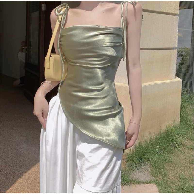 ÁO LỤA HAI DÂY VẠT CHÉO