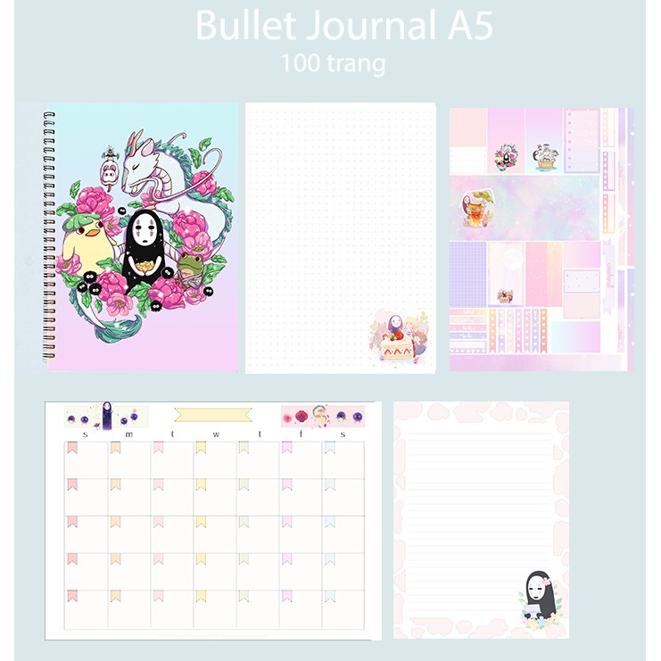 Sổ bullet journal vô diện SBJ23 A5 100 trang 160gsm chấm kẻ ngang  in màu monthly planner  Sổ tay vẽ chì Sketchbook