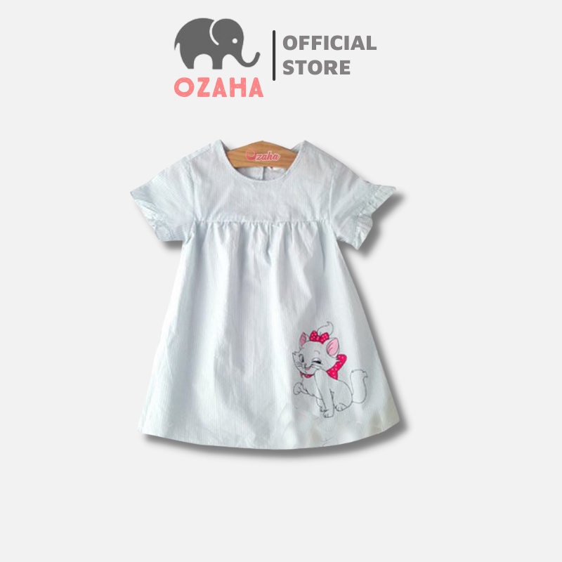 Đầm Xô Chú Mèo Nơ Chất Xô Cao Cấp Nhập Nên Mịn Và Mát, Hình In Dễ Thương Sắc Nét Nhẹ Nhàng